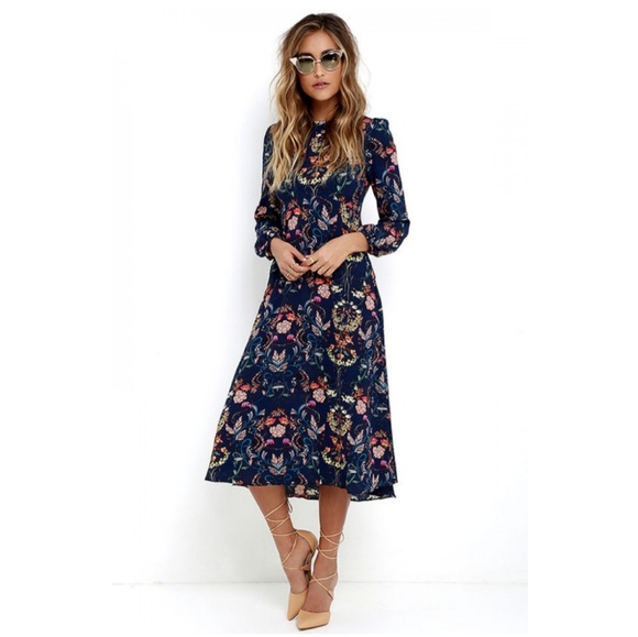 Lulus Dresses & Skirts - I. Am Madaline Splendor Garden Floral Midi Dress